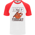 I Nap Funny Periodic Table Sloth Geek Sleep Mens S/S Baseball T-Shirt White/Red