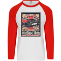 Classic Hotrod Vintage Iron Hot Rod Dragster Mens L/S Baseball T-Shirt White/Red