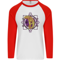 A Geometric Chameleon Mens L/S Baseball T-Shirt White/Red