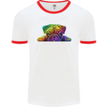 A Colourful Pug Dog Mens Ringer T-Shirt White/Red