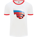 Curled Russia Flag Russian Day Football Mens Ringer T-Shirt White/Red