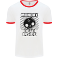 Monday Dead Inside Skull Work Mens Ringer T-Shirt White/Red