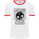 Monday Dead Inside Skull Work Mens Ringer T-Shirt White/Red