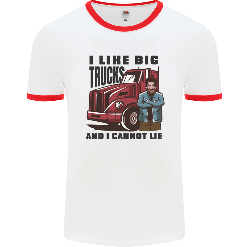 Lorry Driver I Like Big Trucks I Cannot Lie Trucker Mens Ringer T-Shirt White/Red