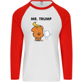 Donald Trump Fart Farting Flatulence Funny Mens L/S Baseball T-Shirt White/Red