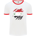 Torn Syria Flag Syrian Day Football Mens Ringer T-Shirt White/Red