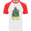 Best Christmas Tree Ever T-Rex Xmas Dinosaur Mens S/S Baseball T-Shirt White/Red
