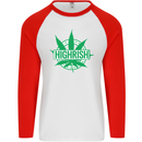 Highrish St. Patrick's Day Weed Drugs Funny Mens L/S Baseball T-Shirt White/Red