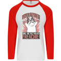 Hail the All Mighty Frenchie French Bulldog Dog Mens L/S Baseball T-Shirt White/Red