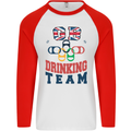 GB Drinking Team Funny Stag Do Doo Beer Mens L/S Baseball T-Shirt White/Red