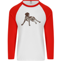 German Shorthaired Pointer Dog Mens L/S Baseball T-Shirt White/Red