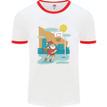 Christmas Santa Playing Basketball Xmas Mens Ringer T-Shirt White/Red