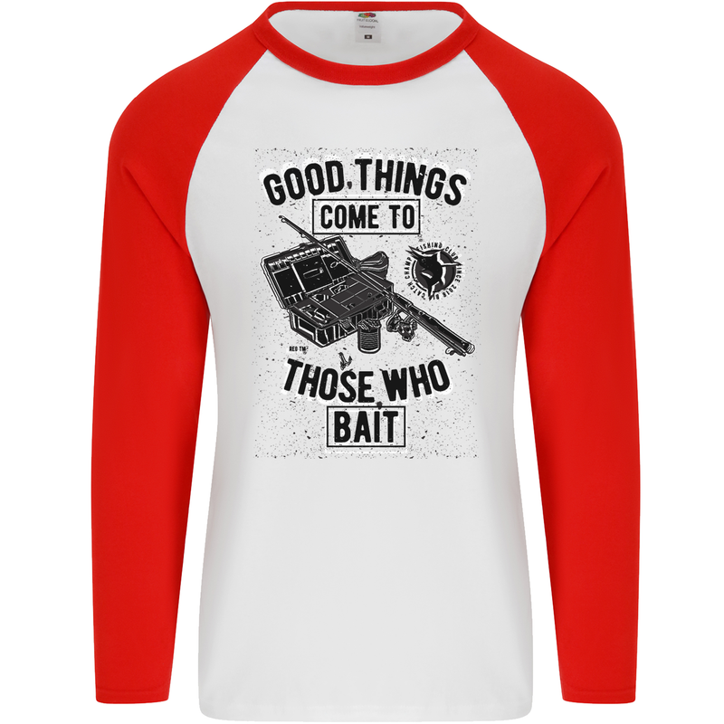 Those Who Bait Fishing Fisherman Funny Mens L/S Baseball T-Shirt White/Red