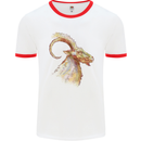 A Watercolour Goat Farming Mens Ringer T-Shirt White/Red