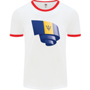 Curled Barbados Flag Barbadians Day Football Mens Ringer T-Shirt White/Red