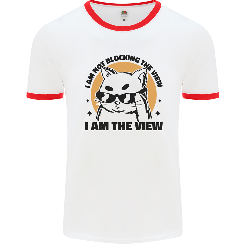 I am the View Funny Cat Mens Ringer T-Shirt White/Red