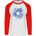 Torn Somalia Flag Somalian Day Football Mens L/S Baseball T-Shirt White/Red