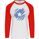 Torn Somalia Flag Somalian Day Football Mens L/S Baseball T-Shirt White/Red