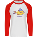 Goldfish Atitude Great White Shark Wannabe Mens L/S Baseball T-Shirt White/Red