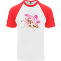 An Orchid Mantis Mens S/S Baseball T-Shirt White/Red