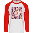 Marilyn Collage Celebrity Fashion Mens L/S Baseball T-Shirt White/Red