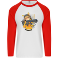 Anime Gun Girl Mens L/S Baseball T-Shirt White/Red