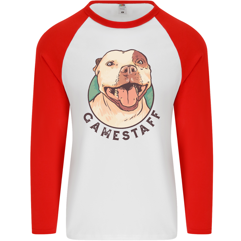 Dog Gamestaff Mens L/S Baseball T-Shirt White/Red