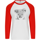 Koala Bear Sketch Ecology Environment Mens L/S Baseball T-Shirt White/Red