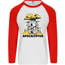 Apocalyptus Koala Bear Climate Change Armageddon Mens L/S Baseball T-Shirt White/Red