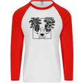 Mushroom Alien Skull Mens L/S Baseball T-Shirt White/Red