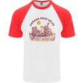 Canada Here We Go Moose and Bear Canadian Mens S/S Baseball T-Shirt White/Red