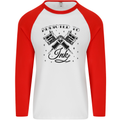 Addicted to Ink Tattoo Artist Mens L/S Baseball T-Shirt White/Red