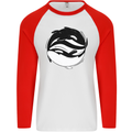 Ying Yan Orca Killer Whale Mens L/S Baseball T-Shirt White/Red