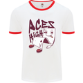 Aces High Funny Poker Weed Cannabis Pot Mens Ringer T-Shirt White/Red