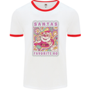 Santa's Favourite HO Funny Hippy Trippy Christmas Mens Ringer T-Shirt White/Red