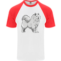 A Samoyed Dog Mens S/S Baseball T-Shirt White/Red