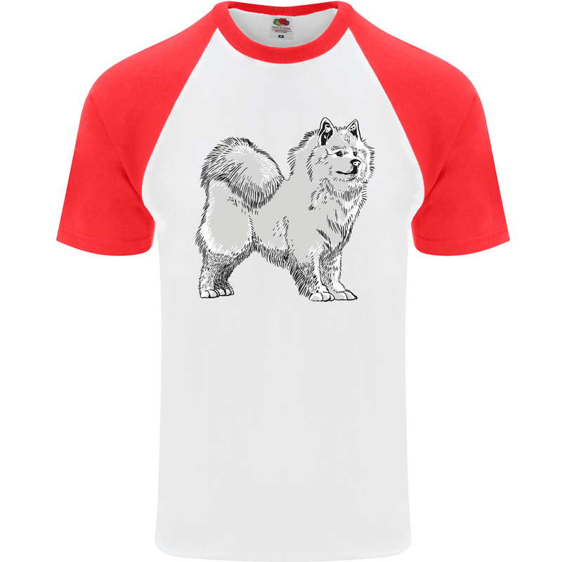 A Samoyed Dog Mens S/S Baseball T-Shirt White/Red