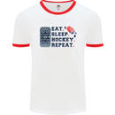 Eat Sleep Hockey Repeat Ice Street Mens Ringer T-Shirt White/Red