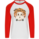 Moo I Mean Boo Funny Cow Halloween Mens L/S Baseball T-Shirt White/Red