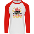 If Dad Cant Grill It No One Can Funny BBQ Mens L/S Baseball T-Shirt White/Red