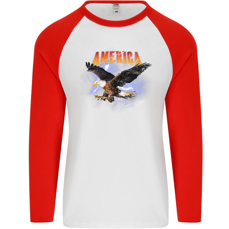 Eagle America Dreamer Soul Mens L/S Baseball T-Shirt White/Red