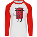 Six Pack Funny Gym Training Top Fat Obese Mens L/S Baseball T-Shirt White/Red