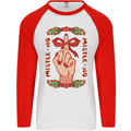 Christmas Mistle No Funny Bah Humbug Mens L/S Baseball T-Shirt White/Red