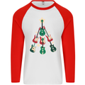 Funny Christmas Guitar Tree Rock Music Mens L/S Baseball T-Shirt White/Red