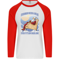 Christmas Santa Claus Needs a Break Xmas Mens L/S Baseball T-Shirt White/Red