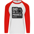 Dad Bod In Progress Funny Fathers Day Mens L/S Baseball T-Shirt White/Red