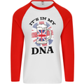 British Beer It's in My DNA Union Jack Flag Mens L/S Baseball T-Shirt White/Red