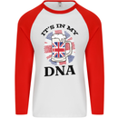 British Beer It's in My DNA Union Jack Flag Mens L/S Baseball T-Shirt White/Red
