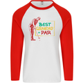 Grandparent's Day Best Grandad By Par Mens L/S Baseball T-Shirt White/Red