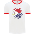 Torn Flag Saint Martin Mens Ringer T-Shirt White/Red